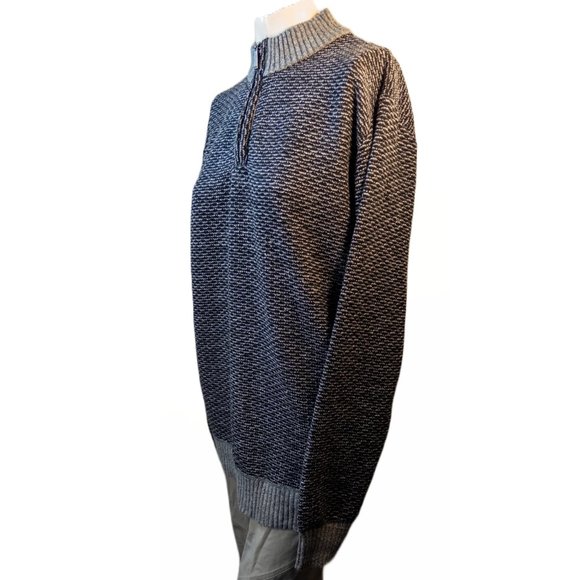 Whipper In Mens Size XXL Sweater Black Grey Knit Grandpacore New Zip Mockneck - Picture 2 of 11